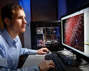 Student Working at Computer in a Lab